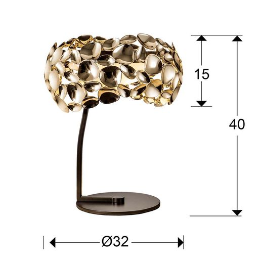 Narisa 3-punktowa metalowa lampa stołowa z różowego złota, Ø32x40cm
