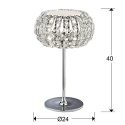 Lampada da tavolo Diamond in metallo e cristallo a 3 luci, Ø24x40cm