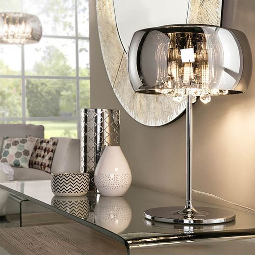Argos Mirrored Metal and Glass Table Lamp with 3 lights, Ø28x42cm