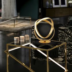 Table Lamp in Steel and Gold Leaf Lazas Dorado, 33x17x35cm