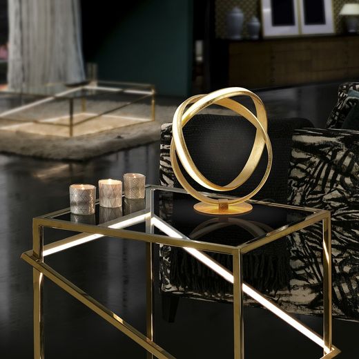 Table Lamp in Steel and Gold Leaf Lazas Dorado, 33x17x35cm