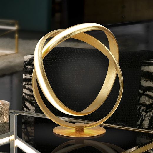 Table Lamp in Steel and Gold Leaf Lazas Dorado, 33x17x35cm