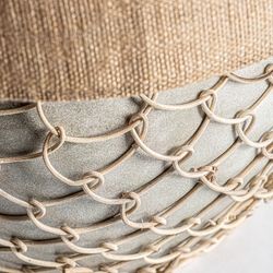 Cement, Jute and Grey/Beige Rattan Table Lamp, Ø50x68cm