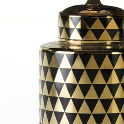 Lampada da Tavolo in Ceramica Oro/Nero, Ø23x51cm