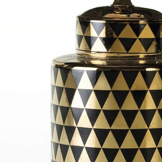 Lampe de table en céramique dorée/noire, Ø23x51cm