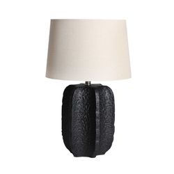 Lampe de table en céramique et lin noir et beige, Ø 38 x 60 cm | Paméla