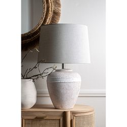 Lampe de table en céramique et tissu blanc, Ø 40 x 62 cm | Hélina