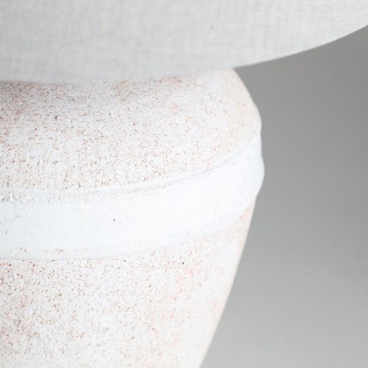 Lampe de table en céramique et tissu blanc, Ø 40 x 62 cm | Hélina
