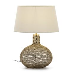 Glass and Gold Metal Table Lamp, Ø29x36cm
