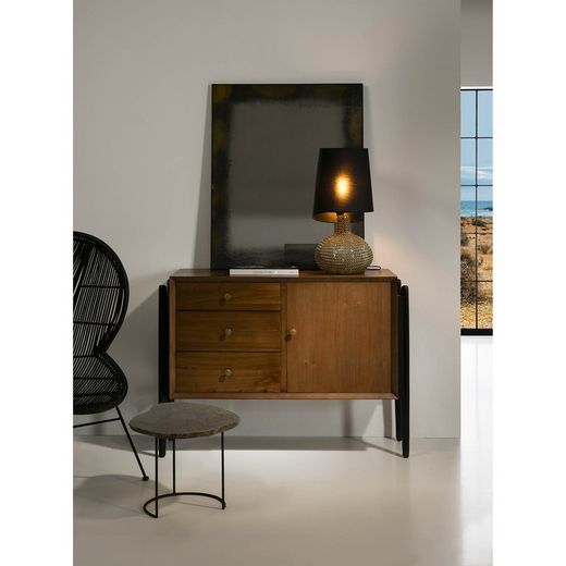 Glass and Gold Metal Table Lamp, Ø29x36cm