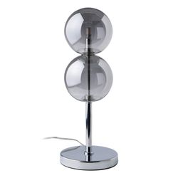 Candeeiro de mesa em vidro e metal em cinza esfumaçado e prata, Ø 15 x 48 cm