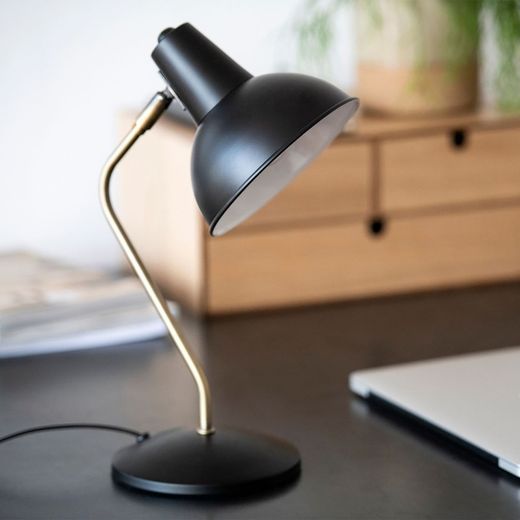 Vintage Black Brass Table Lamp, 20x15x38cm