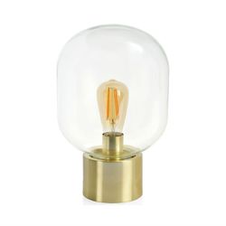 Messing / Glas Ballon bordlampe, Ø22x32cm