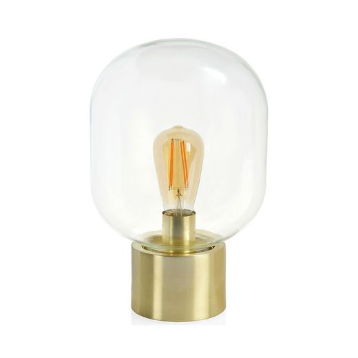 Messing / Glas Ballon bordlampe, Ø22x32cm