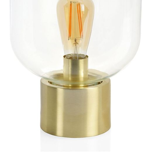 Messing / Glas Ballon bordlampe, Ø22x32cm