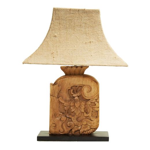 Lámpara de Mesa de Madera Tropical Beige y Yute Eze, 50x26x68cm
