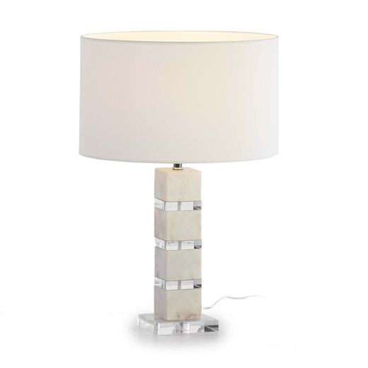 Lampa stołowa z białego marmuru, 13x13x38cm