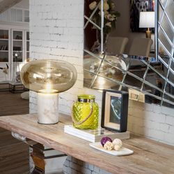 White marble and glass table lamp, Ø 30 x 40 cm | fungi