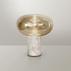 White marble and glass table lamp, Ø 30 x 40 cm | fungi