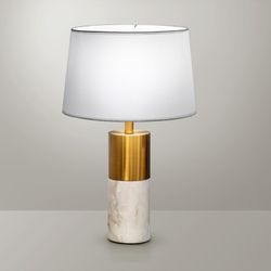 White/bronze metal and marble table lamp, Ø 38 x 61 cm | Lucian