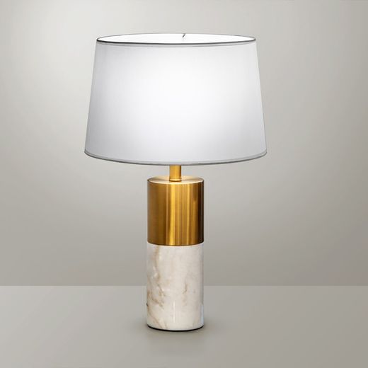 White/bronze metal and marble table lamp, Ø 38 x 61 cm | Lucian