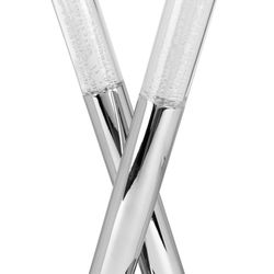Srebrna metalowa lampa stołowa, 51x18x16 cm
