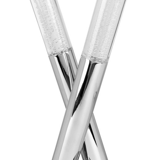 Srebrna metalowa lampa stołowa, 51x18x16 cm