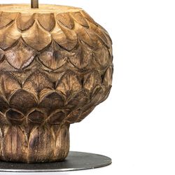 Candeeiro de mesa preto/castanho em metal e madeira, 20x20x43cm
