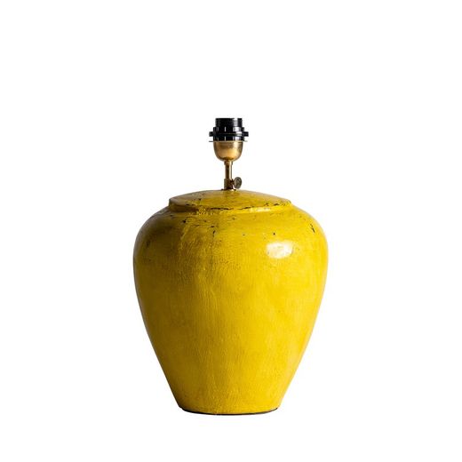 Żółto-beżowa lampa stołowa z terakoty, Ø35x52cm