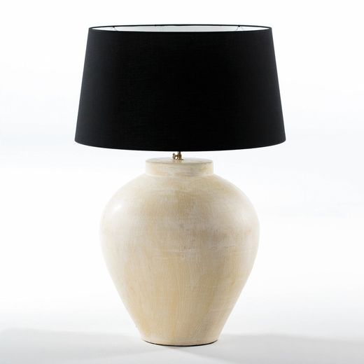 Kremowa lampa stołowa z terakoty, Ø45x55cm
