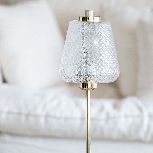 Lampe de table Elizabeth en verre doré / métal, Ø15x42cm