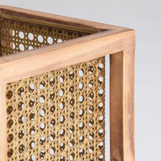 Lámpara de Mesa Madera y Hierro, Ø17x32 cm
