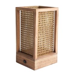 Lámpara de Mesa Madera y Hierro, Ø17x32 cm