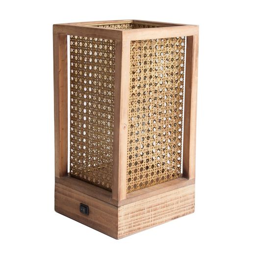 Lámpara de Mesa Madera y Hierro, Ø17x32 cm