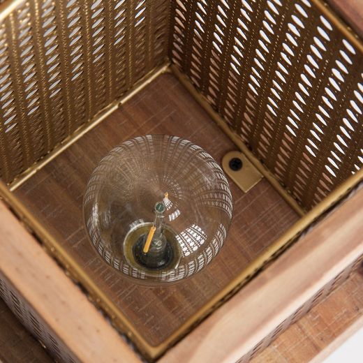 Lámpara de Mesa Madera y Hierro, Ø17x32 cm