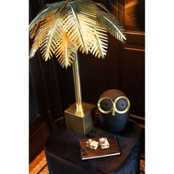 Abajur em aço dourado com folhas de coco