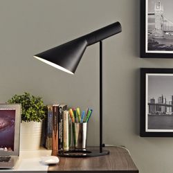 Lampe à poser Jacob en métal noir, Ø35x56 cm
