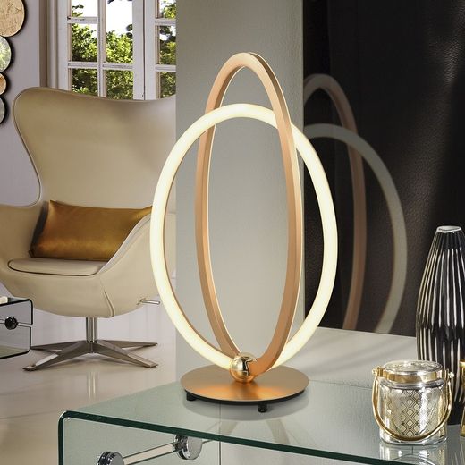Ocellis Rose Gold Led Metal Table Lamp, 23x15x41cm