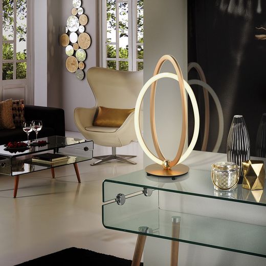 Ocellis Rose Gold Led Metal Table Lamp, 23x15x41cm