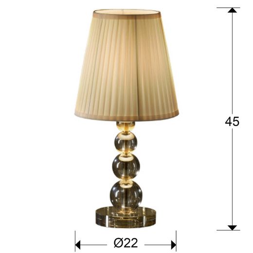Mercury Champagne Brass and Crystal Table Lamp S, 0x0x45cm