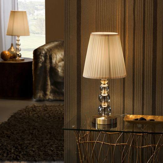 Mercury Champagne Brass and Crystal Table Lamp S, 0x0x45cm