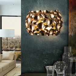 Applique murale à 2 lumières en métal plaqué or rose Narisa, 32x16x19cm