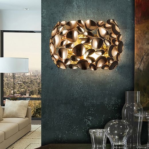 Applique murale à 2 lumières en métal plaqué or rose Narisa, 32x16x19cm