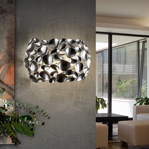 Applique murale à 2 lumières en métal argenté Narisa, 32x16x19cm