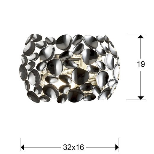 Applique murale à 2 lumières en métal argenté Narisa, 32x16x19cm