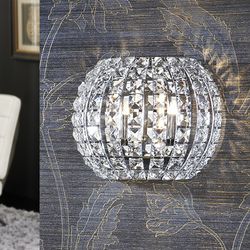 Diamond Crystal and Metal 2-Light Wall Lamp, 26x13x20cm
