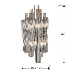 Manacor Metaal en Glas 2-lichts wandlamp, 15x12x32cm
