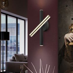 Vägglampa 3 lampor Led Metall Varas Guld / Svart, 11x11x33cm