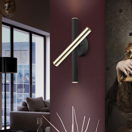 Vägglampa 3 lampor Led Metall Varas Guld / Svart, 11x11x33cm