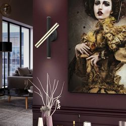 Vägglampa 3 lampor Led Metall Varas Guld / Svart, 11x11x33cm